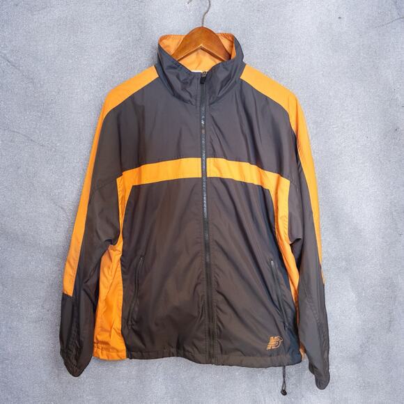 Vintage 90s New Balance Gray And Orange Full Zip Windbreaker Large - Picture 1 of 5
